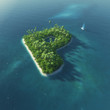 Island Alphabet. Paradise tropical island in form of letter P
