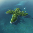 Island Alphabet. Paradise tropical island in form of letter X