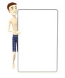 3d render of male swimmer with empty board