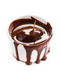 Cup of hot chocolate cocoa flow isolated on white background, cl