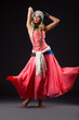 Woman dancing spanish dances on white