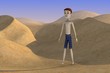 3d render of cartoon character on desert