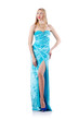Fashion concept with tall model on white