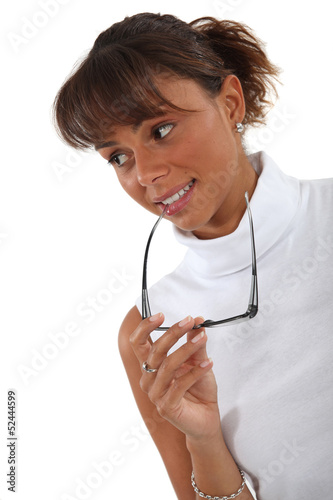 Photo: elegant businesswoman wearing glasses elegant businesswoman wearing glasses