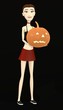 3d render of cartoon character with pumpkin
