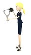 3d render of cartoon character with hand catapult