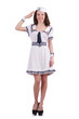 Airhostess isolated on the white background