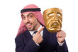 Arab man with mask on white