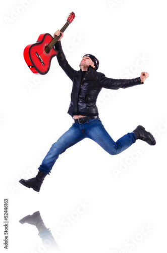 Photo: Guitar player isolated on white Guitar player isolated on white