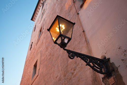 Photo: old gas lamp on the wall in Zagreb. Croatia. old gas lamp on the wall in Zagreb. Croatia.