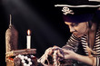 Woman the pirate  looking at jewelry