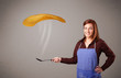 Woman making pancakes