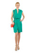 Woman in fashion dress concept on white