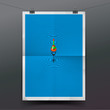 Paper banner with float, fishing line underwater