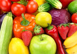 bright background of different fruits and vegetables