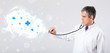 Doctor listening to abstract cloud with medical signs