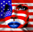 Stars and Stripes Girl's Portrait-Bandiera America Viso Donna