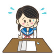 セーラー服の学生　テスト　困る