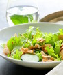green salad with salmon and lettuce