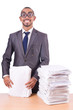Busy businessman with lots of papers