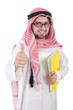 Youn arab student isolated on white