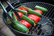 Summer squash(zucchini) and bell peppers on grill