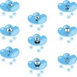Weather cartoon snow cloud set 006