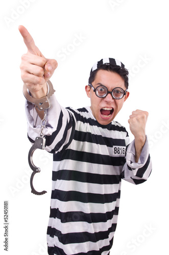 Photo: Funny convict isolated on the white Funny convict isolated on the white
