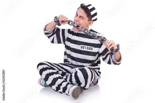 Photo: Funny convict isolated on the white Funny convict isolated on the white