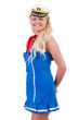 Woman airhostess isolated on the white