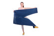 Woman in dieting concept with big jeans
