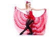Girl in red dress dancing dance