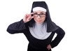 Funny nun isolated on the white