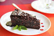 Piece of Zacher chocolate cake on a plate