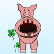 Schwein mit Torte