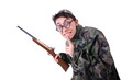 Funny soldier isolated on the white