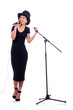Afro-american female singer isolated on white