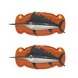 Swordfish on the wooden board