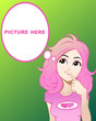 Thinking Girl (Green Background)