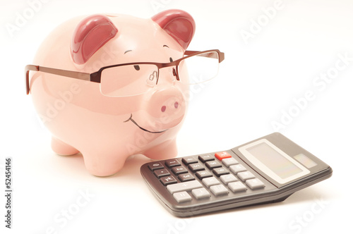 Photo: Pink Piggy Bank With Calculator Pink Piggy Bank With Calculator