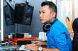Indonesian man in recording studio