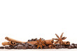 Coffee and star anise on white