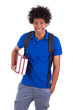 Young african american student holding books - African people