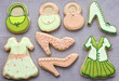 Shortbread biscuits decorated as fashion items.
