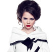 Fashion beautiful woman model posing with hairstyle and makeup i