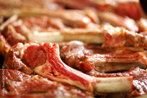 Photo: Roasted ribs on pan Roasted ribs on pan