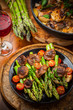 Photo: Roasted mushrooms with green asparagus Roasted mushrooms with green asparagus