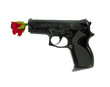 gun and rose on the white background