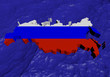 Russian Federation map flag in abstract ocean illustration