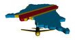 Plane and Democratic Republic of Congo map flag illustration